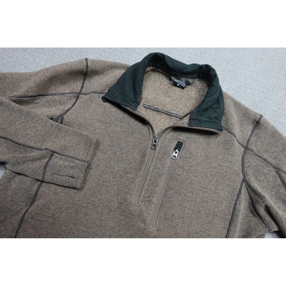 Kuhl Quarter Zip Sweater Mens Medium Brown Fleece Pullover Hiking Outdoor Warm